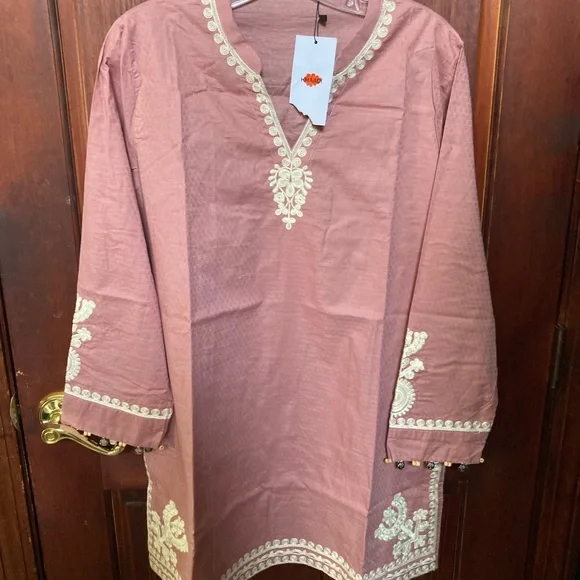 Khaadi Mauve Tunic with Cream embroidery and Trim - Picture 14 of 16
